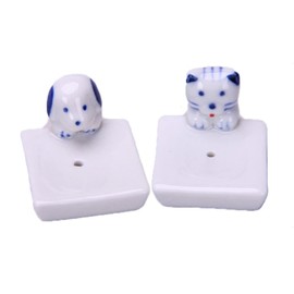 IKAAR 2pcs Ceramic Dog and Cat Incense Holder Stick Burner Ash Catcher for Counters, Meditation Room, Yoga, Home, Office