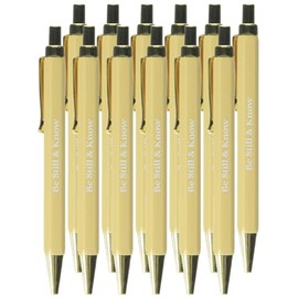 Christian Brands Ballpoint Ink Pen - Inspirational Pastel Retractable Ballpoint Pens, 12-Pack, Gold