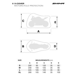 SHIMA X-Cover Motorcycle Tarpaulin Waterproof Outdoor Motorcycle Tarpaulin Garage Cover Motorcycle Accessories Motorcycle Covers Rain Protection UV-Resistant Lock Hole Windproof (Black, XL)
