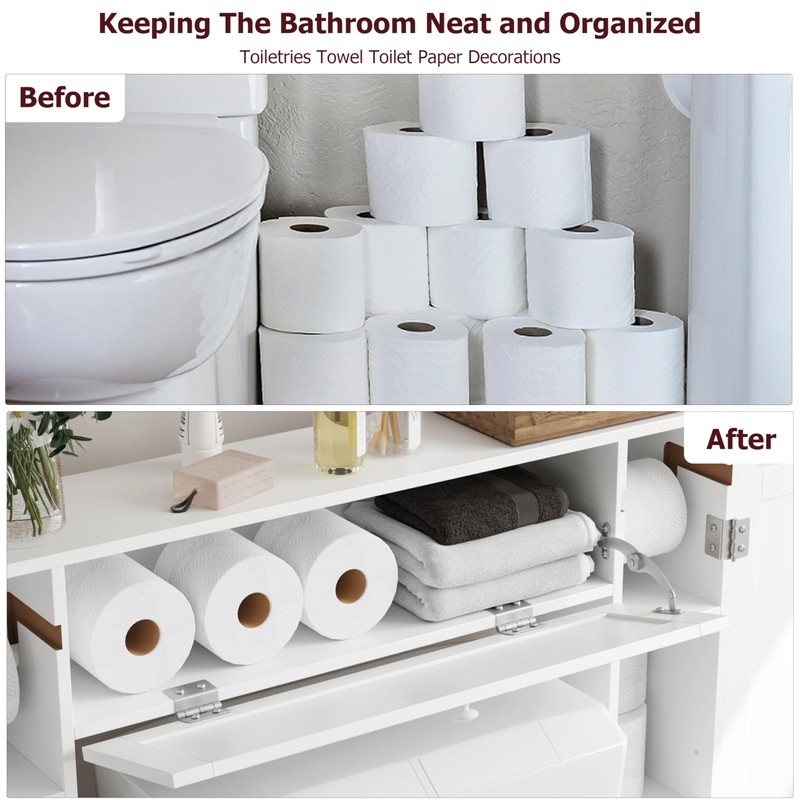Over The Toilet Storage Cabinet, Bathroom Space Saver with Paper