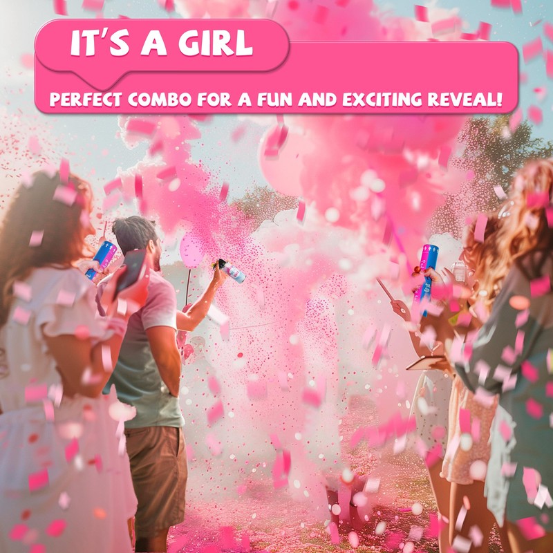 POPUPARTY 2 Pack Pink Gender Reveal Fire Extinguishers with 4