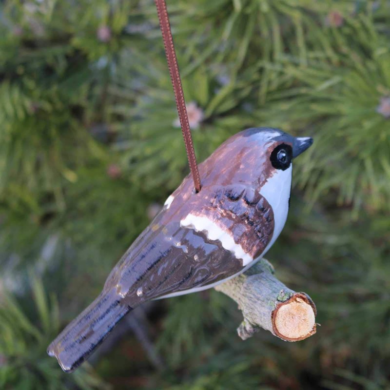440s Tangoo Ceramic Field Sparrow on Wood, Hanging | TA-17000