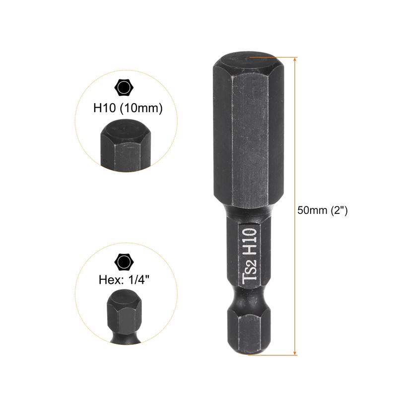 HARFINGTON 1pcs H10 Hex Head Drill Bit Wrench 10mm Metric