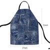 afidomu Kitchen Cooking Apron Denim Texture Patchwork Indigo Apron Home