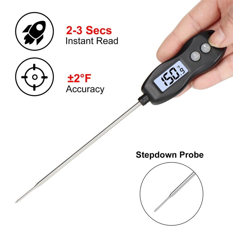 BRAPILOT Digital Meat Thermometer Backlight,Waterproof Instant Read Food Thermometer for