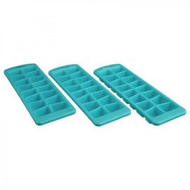 PARENCE. - Set of 3 Polypropylene Ice Cube Trays - 16 Compartments per Tray (Total 48) / Stackable, Pack of 3, 25 x 8.5 x 2.5 cm - Random Colours