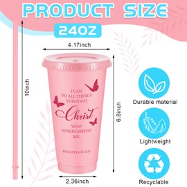 Uiifan 30 Pcs Christian Gifts Cups Bulk for Women Bible Verse Christian Tumblers with Lids and Straw 24oz Religious Church Gifts for Women Church Volunteers Back to School (Fresh Color)