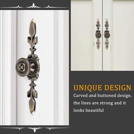 Ylinwtech Pack of 6 Vintage Furniture Handles, Vintage Style Pull Handle, Traditional Drawer Handle, Door Knob, Back Plate, for Home Furniture, Drawer, Cupboard, Chest of Drawers, Wardrobe, Cupboard