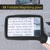 Arsir 3X Folding Magnifying Glass with Light, Retancular Lighted Magnifier
