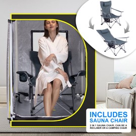amocane Portable Steam Sauna Tent Kit, Full Size Personal Sauna for Home Spa with Foldable Lounge Chair, Lightweight Full Body Relaxation in Indoor Sauna(62.99" x 35.43" x 47.24", Without Steamer)