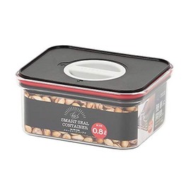 Pearl Metal HB-4488 Storage Container, Black x Red, 0.8 L (0.8 L), Smart Seal Container, Rectangular