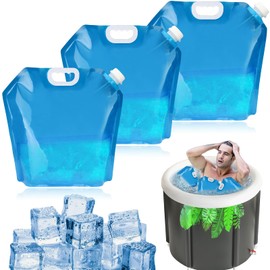 Cold Plunge Ice Bags for Tub – 3-Pack 10L Reusable Fast Freeze Recovery Bags with Durable Leakproof PVC for Post-Workout Cold Immersion