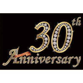 AOFOTO 7x5ft Happy 30th Anniversary Backdrop Silver Diamonds Father Mother Wedding Day Party Birthday Company Institution School Founding 30 Years Celebration Black Background Photo Studio Props Vinyl