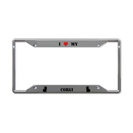 Aluminum License Plate Frame I Love My Corgi Metal License Plate Frame Car Auto Tag Holder 4 Holes Licenses Plate Covers Holders Frames