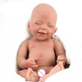 DangTpor 16inch Realistic Newborn Baby Doll Girl Platinum Liquid Full Solid Soft Silicone Reborn Baby Doll 3D Painted Skin Visible Veins Weighted Sleeping Doll Closed Eyes, (BOY)