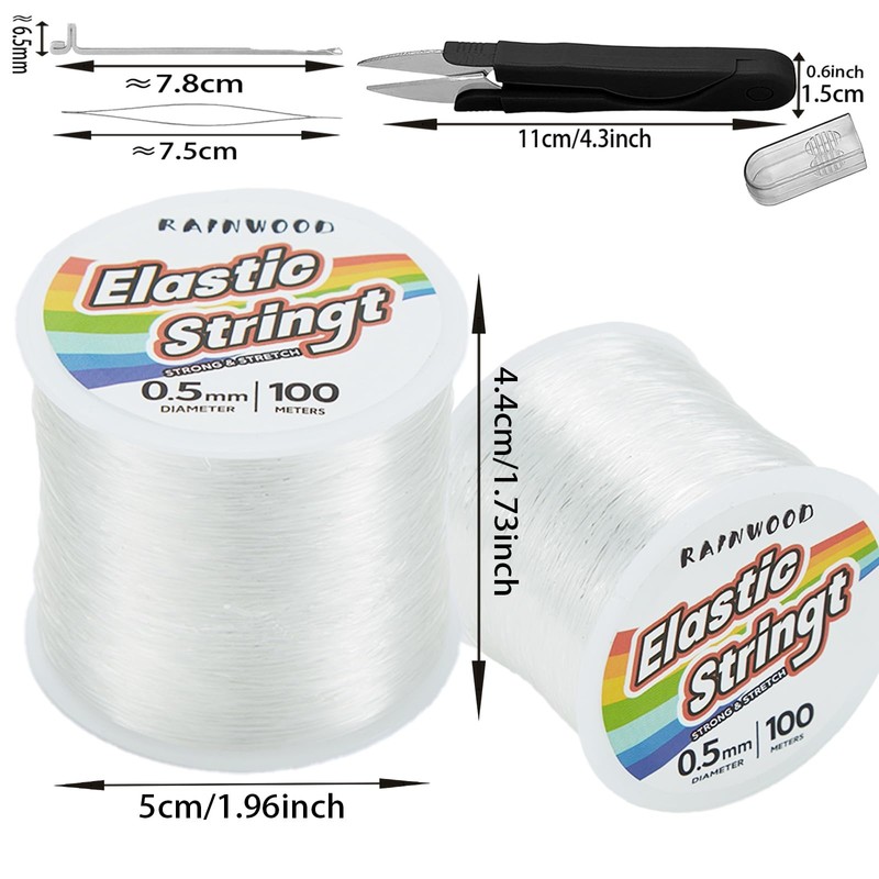 Elastic Bracelet String Cord Kit: 2 Rolls of 200m (0.5mm)