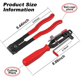Dickno 2-Piece CV Boot Clamp Pliers Kit, Heavy Duty Universal Ear CV Axle Boot Clamp Pliers for Car, ATV, UTV (Red)
