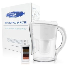 Crystal Quest Water Filter Pitcher - 12-Cup Capacity, Includes 1 Long-Life Filter, BPA Free, Meets NSF Standard 42 - Filters up to 2,000 Gallons – (DI) Demineralizing/White