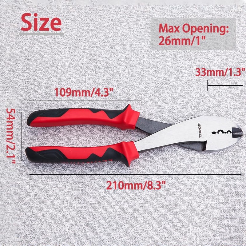 LEONTOOL Wire Crimping Tool with Cutter 8-Inch Electrical Pliers Terminal