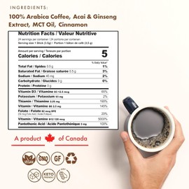 Sollo Brain Power Instant Coffee Sticks (24 Servings) Cinnamon Notes - Dark Roast, Enhanced Brain Function & Immune Support, Focus, Bold & Smooth Taste, 100% Arabica Freeze Dry.