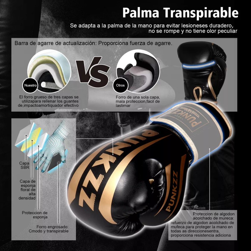 PUNKZZ Guantes De Box Punkzz Para Kickboxing,strap Velcro, 8 -