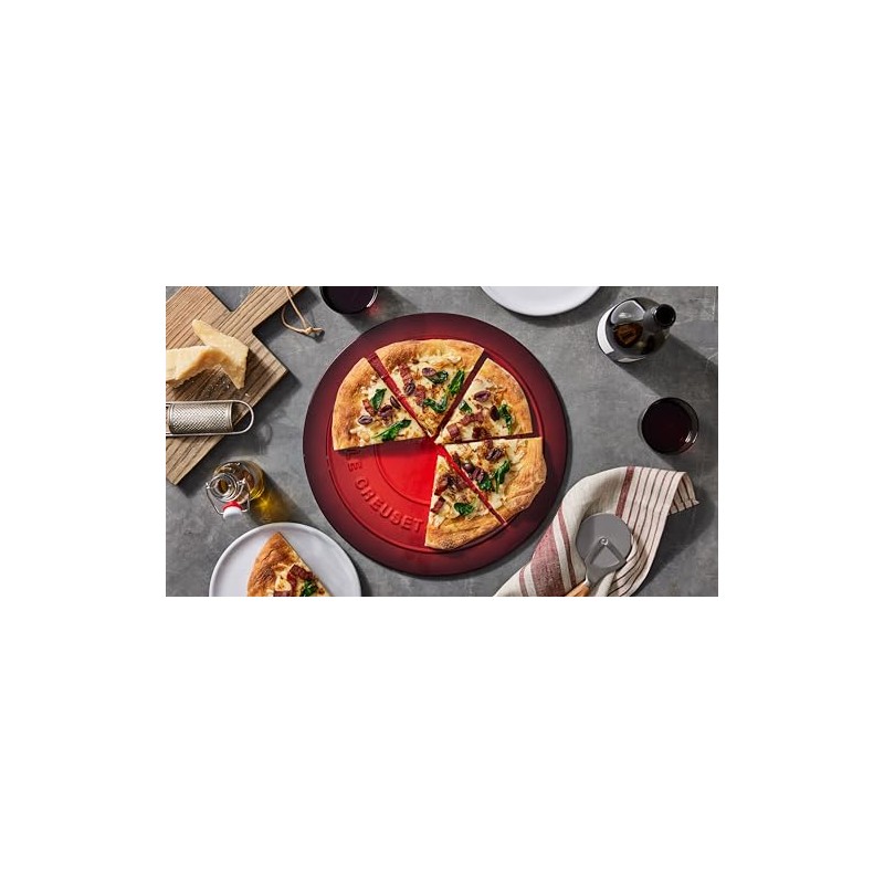 Le Creuset Stoneware Round Pizza Stone, 15 in., Cerise