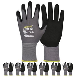 LOCCEF Work Gloves MicroFoam Nitrile Coated-6 Pairs,Seamless Knit Nylon Gloves,Gray Work gloves football sticky gloves lifting gloves guantes term - Color: 8/M