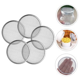 Kisangel 5sets Stainless Steel Mason Jar Lids Sprouting Cap Sprouting Kit for Wide Mouth Jars 5pcs*5