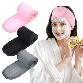 Heclia 3PCS Spa Headbands For Women, Adjustable Terry Cloth Hair Wrap For Washing Face, Makeup, Skincare, Non-Slip Sweatband For Gym, Yoga, Bathing, Lengthened Soft Headband For All Hair Types