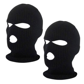 AYNKH 2 Pcs 3-Hole Full Face Cover, Breathable Black Mask Unisex Windproof Knitted for Winter Outdoor Sports Ski Motorcycle