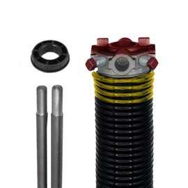 Alcan Garage Door Torsion Spring 250x1.75x35 Torsion Springs for Garage Door Repair | Right Hand Wound Replacement for Left Side of Garage with 1" Nylon Bushing and Winding Bars (Red Cone)