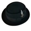 Men's Crush-able Wool Felt Pork Pie Porkpie Fedora Hats Black