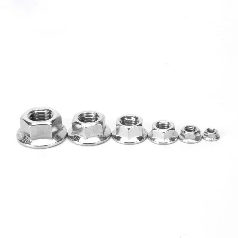 M10-1.5 Serrated Flange Hex Nuts, M10 Hexagon Flange Nuts 304