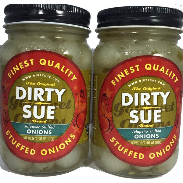 Dirty Sue Stuffed Olives and Onions - Set of 2 16 oz Jars (Jalapeño Stuffed Onions)