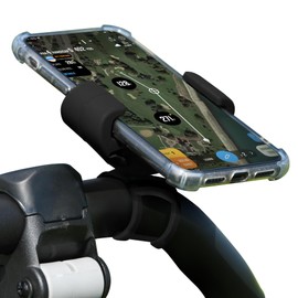 Black Harp Golf Push Cart Phone Holder - Silicone Phone Mount Compatible with Clicgear, Sun Mountain, Caddytek, Rovic, Caddy, Bag Boy & More- Golf Push Cart Accessories for Cell Phones