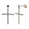 [RIZILIA CROSS] Dangle Drop Pierced Earrings with Round Cut Gemstones