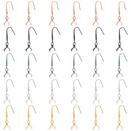 SUPERFINDINGS 30Pcs 5 Colors Earring Hooks Steel Pinch Bail Earring Hooks 31mm long Ear Wires Fish Hooks Earhook with Ice Pick Pinch Bails for Jewelry Making DIY Craft,Pin:0.5mm~0.8mm