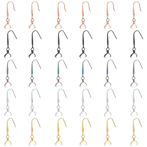 SUPERFINDINGS 30Pcs 5 Colors Earring Hooks Steel Pinch Bail Earring