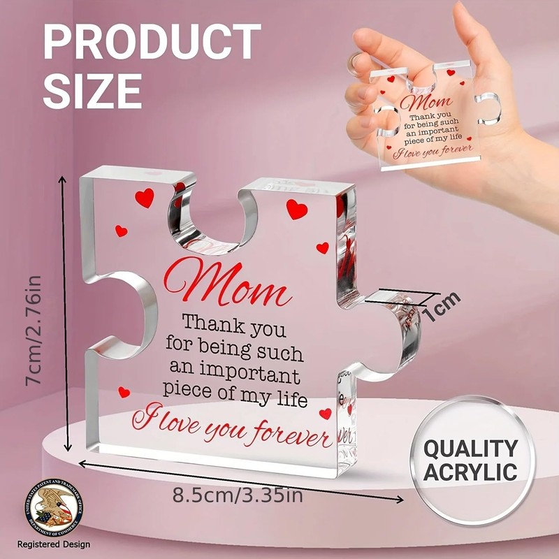 Mom Acrylic Puzzle Piece Gift – Meaningful Mother's Day, Birthday,