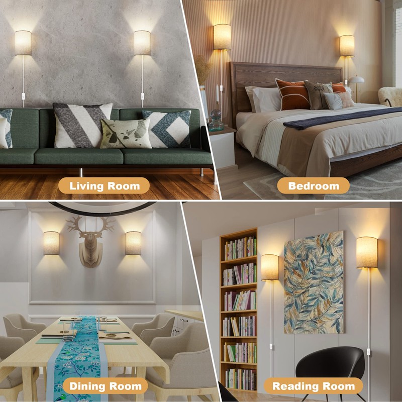 GOODATE Plug in Wall Sconces, Stepless Colors 2700K-6500K & Stepless