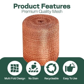 Raytrends Copper Mesh Rodent Control Kit, 5 Inch x 105ft Rustproof Copper Wool Blend, DIY Hole Filler, Complete with Precision Scissors and Packing Tool for Mice & Rodent Defense
