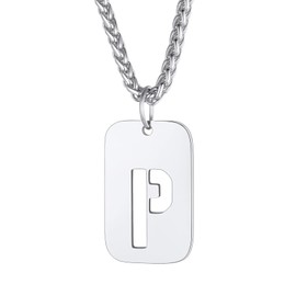 Richsteel Pendant for Men Women Letter A to Z Necklace Name Chain Partner Chain Alpahbet Jewellery with Gift Box for Birthday Party, Stainless Steel