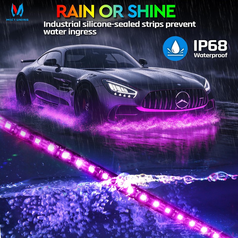 MICTUNING N8 RGBW Underglow Chasing Lights for Car with Remote