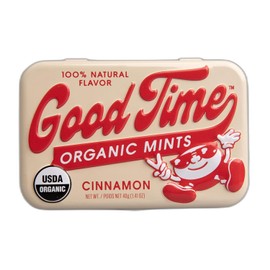 Good Time Organic Mints - Cinnamon | Organic Cane Sugar, Natural Flavors, No Artificial Colors or Sweeteners | Kosher Certified, Vegan, Gluten Free | Aspartame & Xylitol Free | 40 Count Tin (Pack of 6)
