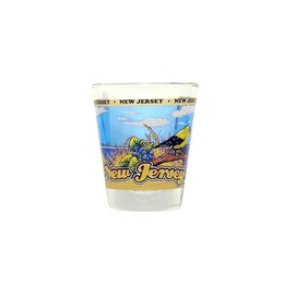 New Jersey State Wraparound Shot Glass, Collectible Souvenir Featuring Some Beloved Destinations and Attractions