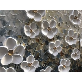 Alenoss Oil Painting on Canvas 20x50inch White Floral/Flower Wall Art Pictures Wall Paintings Abstract Canvas Wall Art for Bedroom Dinning Room Living Room Office Wall Decor