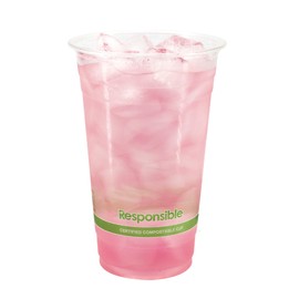 Responsible Products 32 oz Clear Cold Cups, Certified Compostable and Made from 100% American Biobased Materials, No-PFAS Added & BPA-Free (50 Count)