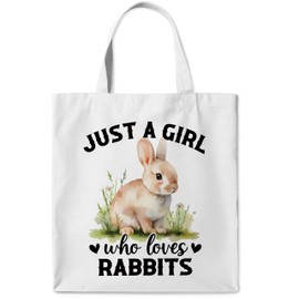 WAITPI Cute Rabbit Bunny Canvas Tote Bag Gifts for Women Rabbit Lovers Owner, Who Loves Rabbits Tote Bags, Funny Aesthetic Reusable Tote Bag for Shopping Camping