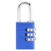 PATIKIL 3 Digit Combination Lock, (H:2.9", Blue), Aluminum Resettable Code
