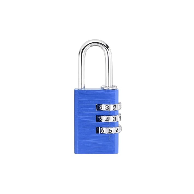 PATIKIL 3 Digit Combination Lock, (H:2.9", Blue), Aluminum Resettable Code